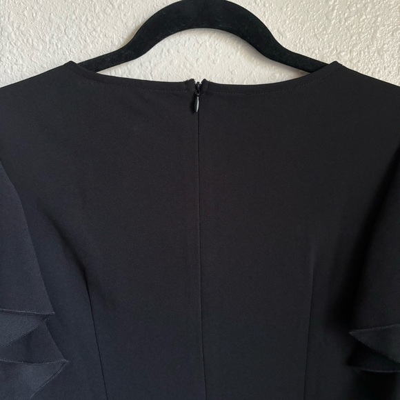 IHOT Women's V Neck Ruffle Sleeve Bodycon Sheath Wrap Ruched Dress size M Black - Picture 9 of 13